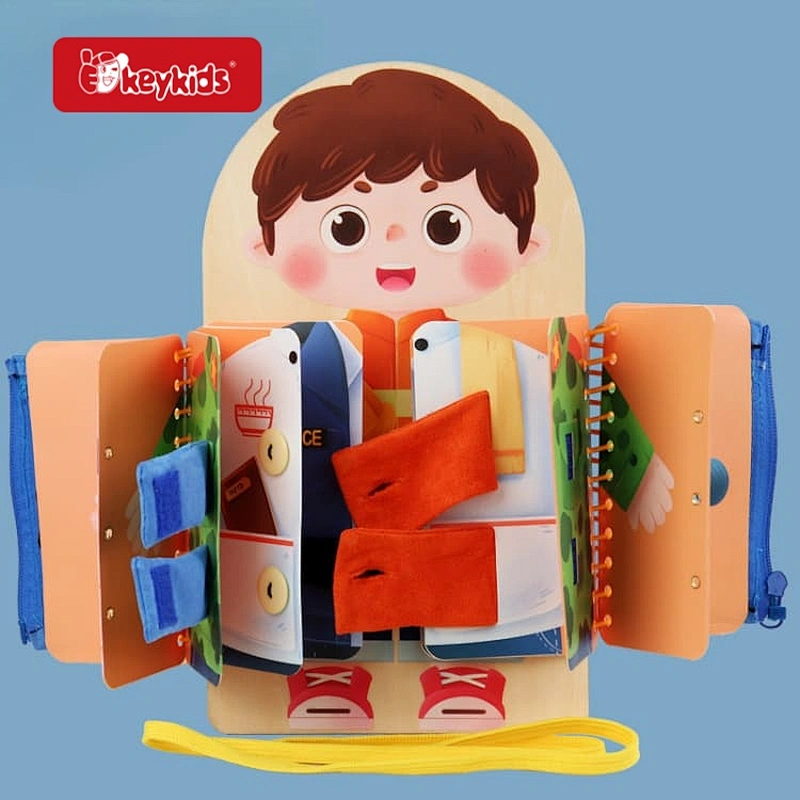 2026 New Boy Themed Sensory Busy Board, Montessori Fine Motor Toy with Dressing and Buckle Activities for Toddlers W12D932B